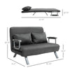 HOMCOM Convertible Sofa Bed Sleeper Chair, 5 Position Adjustable Backrest, Armchair Sleeper with Pillows, Leisure Chaise Lounge Couch, Dark Grey