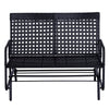 Outsunny Patio 2-Person Wicker Glider Bench Rocking Chair, Outdoor All-Hand Woven PE Rattan Loveseat w/ Ergonomic Design Rocking System for Patio, Garden, Porch, Lawn, Black