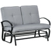 Outsunny Outdoor Glider Bench, 2-Person Patio Rocker Loveseat with Tufted Cushions, Steel Frame for Porch, Garden Backyard, Gray