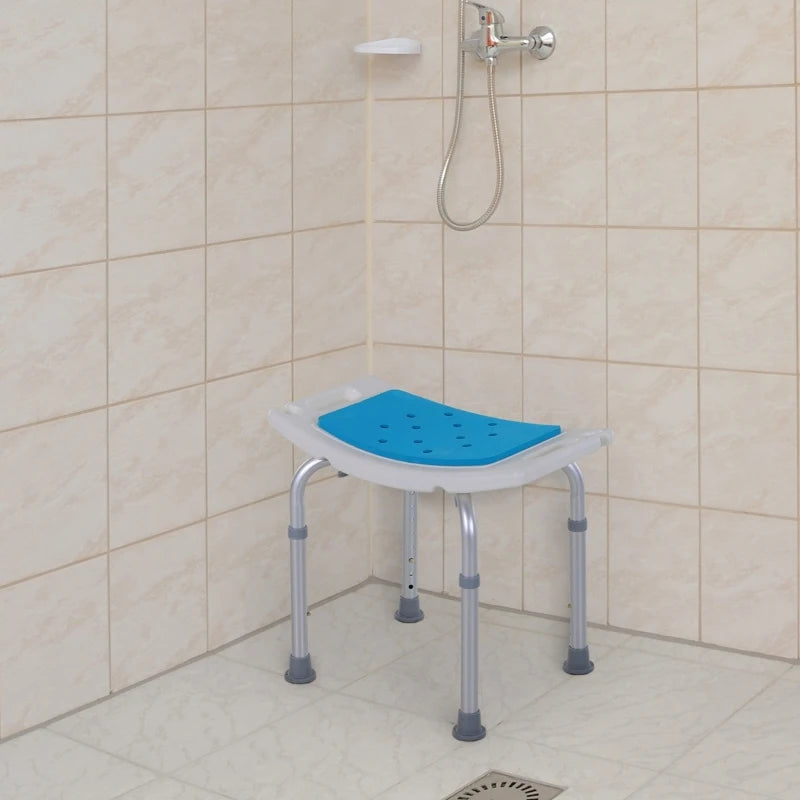 HOMCOM Adjustable Aluminum Bath Stool Spa Shower Chair Non-Slip w/ Shower Hole