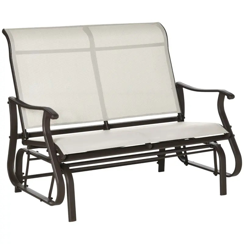 Outsunny 2-Person Outdoor Glider Bench，Patio Glider Loveseat Chair with Powder Coated Steel Frame，2 Seats Porch Rocking Glider for Backyard, Lawn, Garden and Porch, Mixed Grey