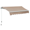 Outsunny 8' x 7' Patio Retractable Awning, Manual Exterior Sun Shade Deck Window Cover, Beige