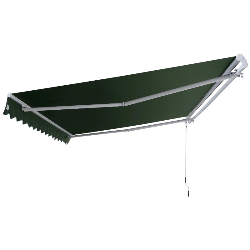 Outsunny 12' x 8' Outdoor Patio Manual Retractable Exterior Window Awning - Green