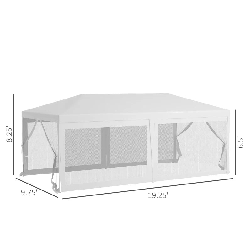 Outsunny 10' x 28' Party Tent Canopy, Outdoor Event Shelter Gazebo with 8 Removable Mesh Sidewalls, Zipper Doors, Steel Frame, Green