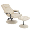 HOMCOM Ergonomic Faux Leather Lounge Armchair Recliner And Ottoman Set - Cream