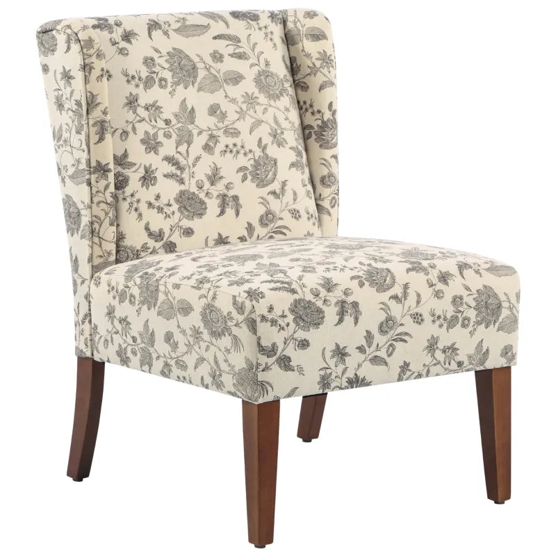 HOMCOM Paris Patterned Accent Chair w/Mid-Back Padded Cushion Support & Solid Wood Legs