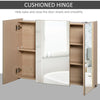 kleankin 36" x 24" Triple Door LED Bathroom Mirror Medicine Cabinet with Adjustable Shelf - White Oak