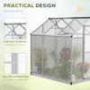 Outsunny 8' L x 6' W Walk-In Polycarbonate Greenhouse with Roof Vent for Ventilation & Rain Gutter, Hobby Greenhouse for Winter