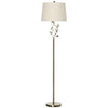 HOMCOM Traditional Floor Lamp with Leaf Design and Tapered Lampshade, Standing Lamp, Antique Bronze