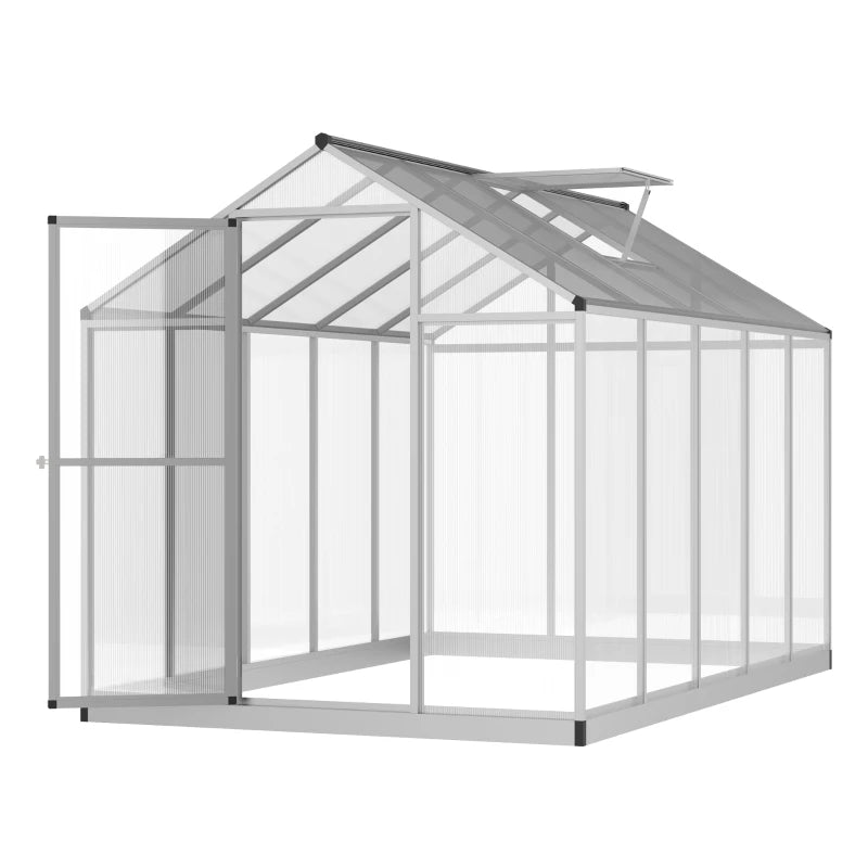 Outsunny 4' L x 6' W Walk-In Polycarbonate Greenhouse with Roof Vent,Greenhouse for Winter
