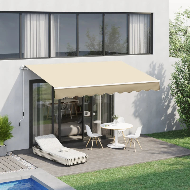 Outsunny 13' x 8' Retractable Awning, Patio Awnings, Sunshade Shelter with Manual Crank Handle, 280g/m² UV & Water-Resistant Fabric and Aluminum Frame for Deck, Balcony, Yard, Coffee Brown
