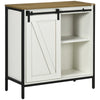 HOMCOM Buffet Cabinet, Farmhouse Sideboard, Bar Cabinet with Adjustable Shelf, Sliding Barn Door for Kitchen, White