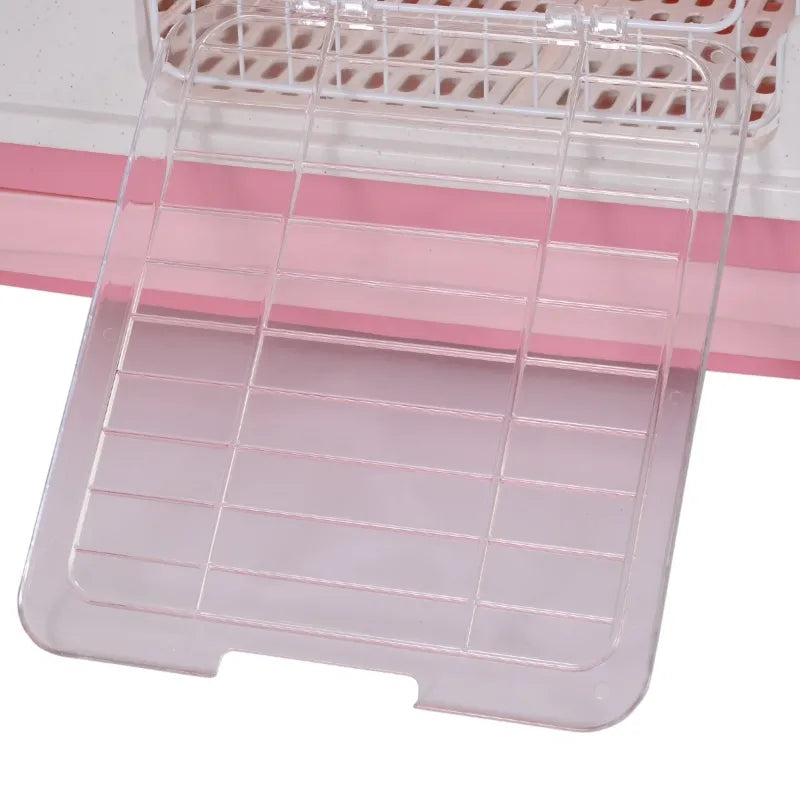 PawHut 32"L 6-Level Small Animal Cage Rabbit Hutch with Universal Lockable Wheels, Slide-out Tray for Bunny, Chinchillas, Ferret, Pink