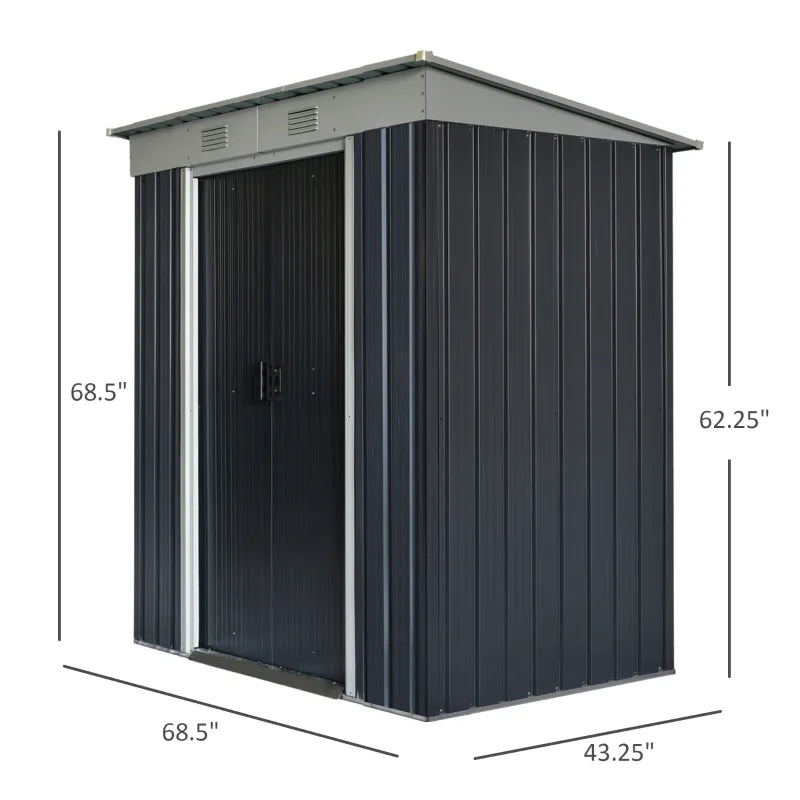 Outsunny 7' x 4' Metal Outdoor Storage Shed, Garden Tool Storage House Organizer with Sliding Doors, Lock and 2 Vents, for Backyard Patio Lawn, Black