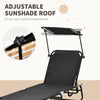 Outsunny Folding Chaise Lounge Pool Chairs, Outdoor Sun Tanning Chairs, Reclining Back, Steel Frame & Breathable Mesh for Beach, Yard, Patio, Black