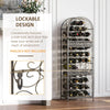 HOMCOM 35 Bottle Wrought Iron Wine Rack Jail with Lock - Black