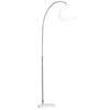 HOMCOM Arc Shape Floor Standing Lamp with 350° Flexible Lampshade, Adjustable Pole, and Marble Round Base, White/Silver