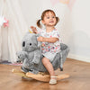 Qaba Kids Ride-On Rocking Horse Toy Rocker with Fun Song Music & Soft Plush Fabric for Children 18-36 Months, Grey
