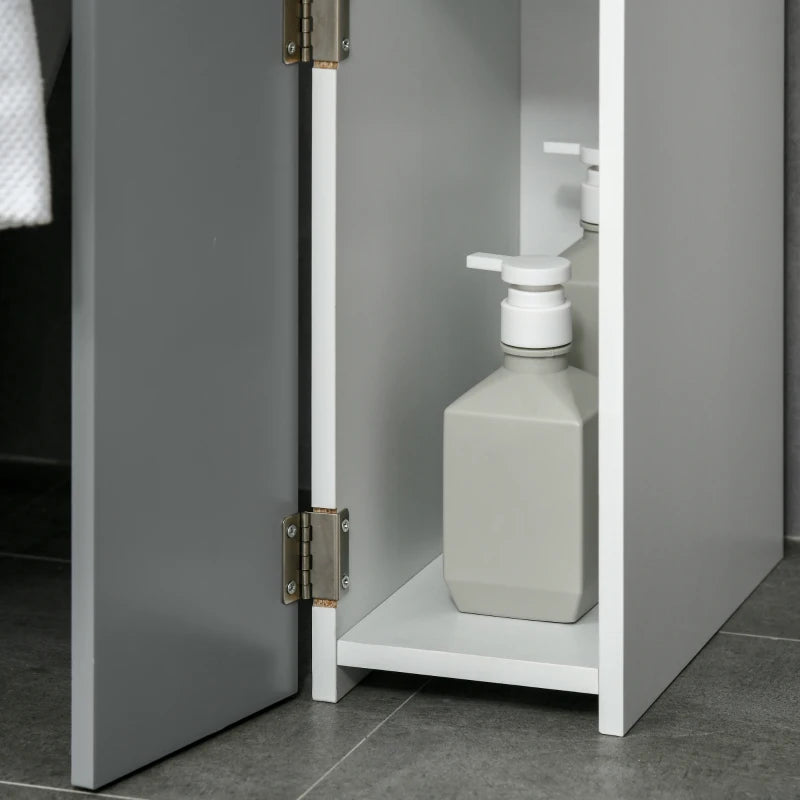 kleankin Tall Bathroom Storage Cabinet with 2 Open Shelves and 2 Door Cabinets, Freestanding Linen Tower, White