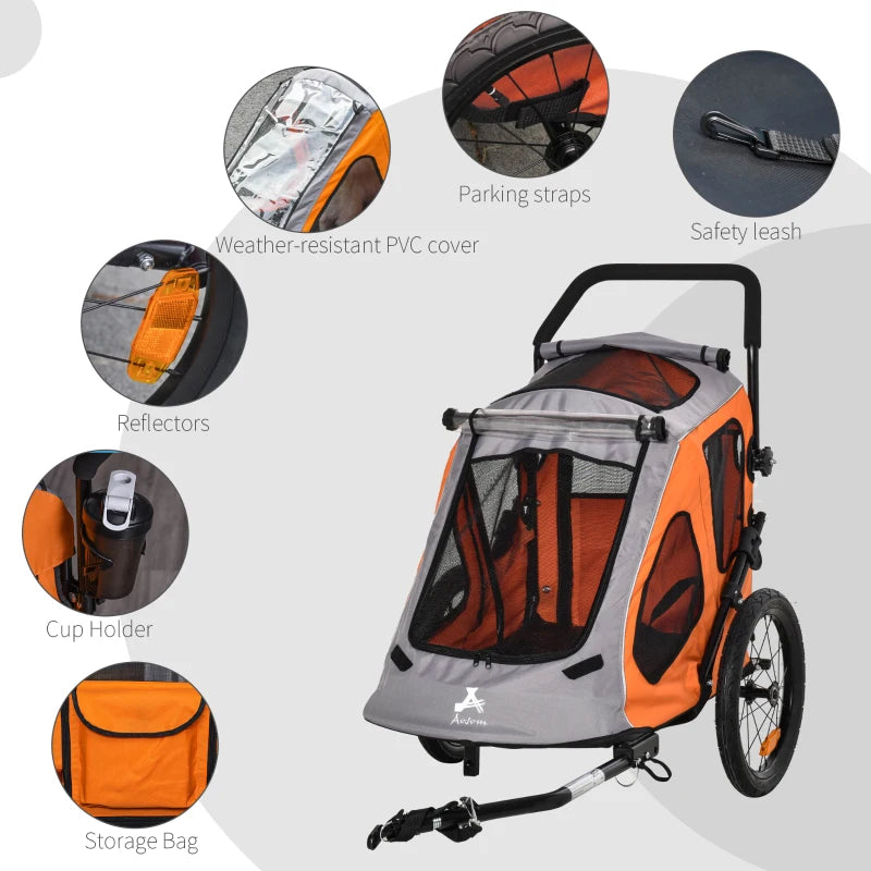 ShopEZ USA Pet Stroller Foldable with Mesh Windows Brakes and Cup Holder for Small Dogs-1