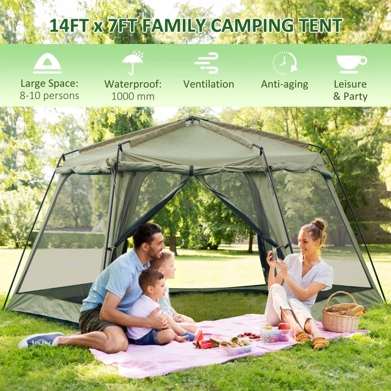 Outsunny 20 Person Camping Tent, Outdoor Tent with 2 Doors, Screen Room, Family Dome Tent for Hiking, Backpacking, Traveling, Easy Set Up, Army Green