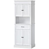 HOMCOM Traditional Buffet with Hutch, Freestanding Kitchen Pantry Storage Cabinet with Doors and Drawer, Adjustable Shelving, White