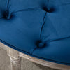 HOMCOM Vintage Semi-Circle Hallway Bench Tufted Upholstered Velvet-Touch Fabric Accent Seat with Rubberwood Legs - Blue