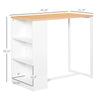 HOMCOM Bar Table with 3-Tier Storage Shelf, Pub Desk, Metal Frame, and Thick Tabletop for Kitchen, White