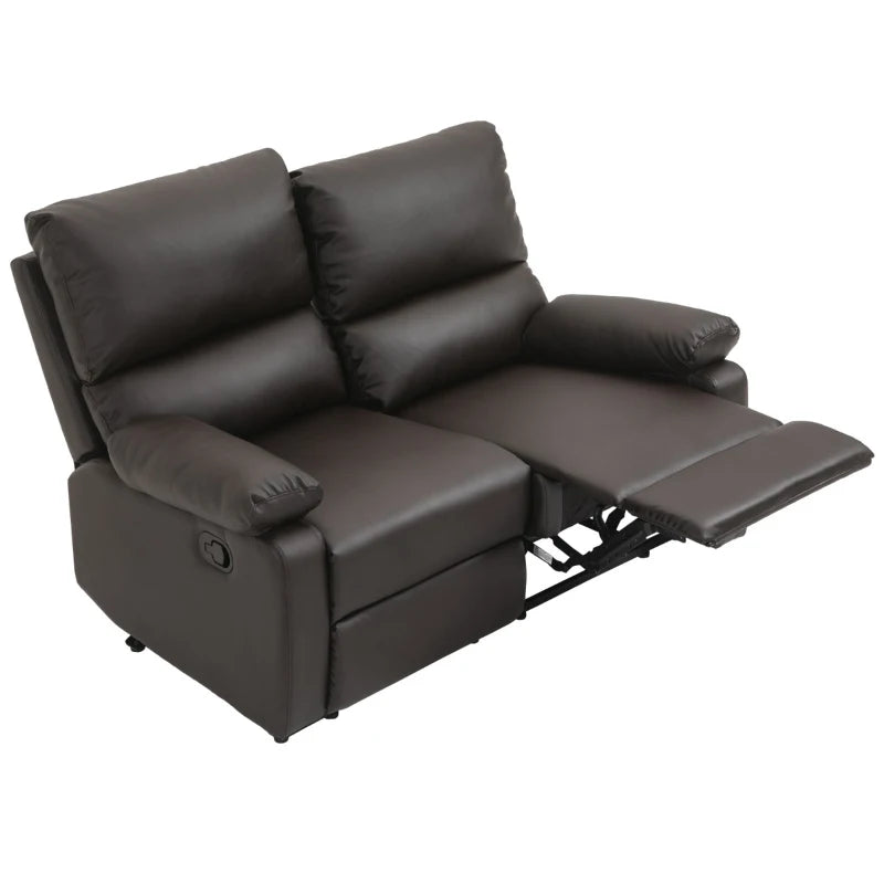 HOMCOM Home Theather Double Couch Seater with Push Back Recline & Retractable Footrest