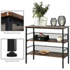 HOMCOM 3-Tier Console Table Industrial Style Storage Metal Wooden Shelf with a Robust Multi-Functional Design & Adjustable Feet, Black