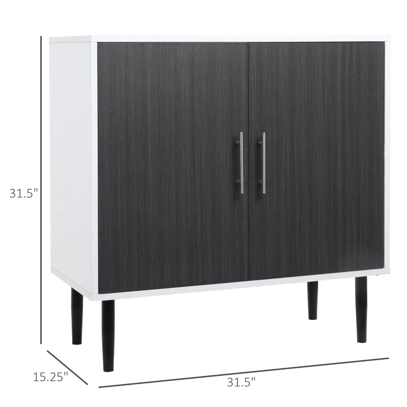HOMCOM 2-Door Storage Cabinet with Adjustable Shelf, Free Standing Accent Sideboard & Buffet for Kitchen, Dining Room, Hallway, Grey