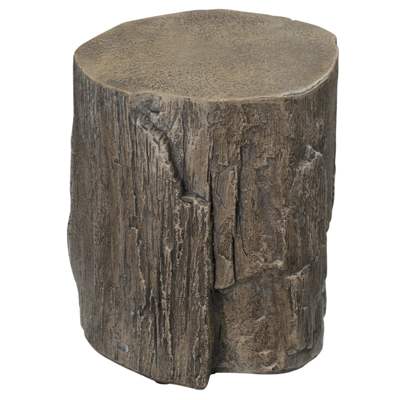 HOMCOM Decorative Side Table with Round Tabletop, Tree Stump Shape Concrete End Table with Wood Grain Finish, for Indoors and Outdoors, Grey