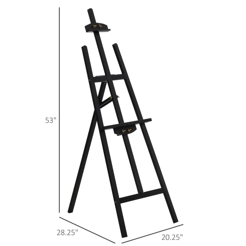 HOMCOM A-Frame Easel of Maximum Height 53", Holds Canvases Up to 43", Painting Studio Art Easel that Tilts up to 75° Degrees for Adults, Beginners, Students, Black