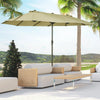 Outsunny Patio Umbrella 15' Steel Rectangular Outdoor Double Sided Market with base, UV Sun Protection & Easy Crank for Deck Pool Patio, Beige