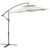 Outsunny 9' 2-Tier Cantilever Umbrella with Crank Handle, Cross Base and 8 Ribs, Garden Patio Offset Umbrella for Backyard, Poolside, and Lawn, Beige