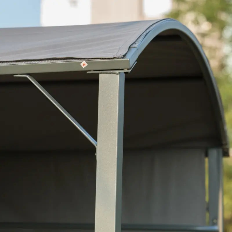 Outsunny 8' x 5' BBQ Patio Canopy Gazebo with Interlaced Polycarbonate Roof, 2 Side Shelves & Poles for Hanging Tools