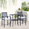 Outsunny Rattan Wicker Bar Set for 3 PCS with Ice Buckets, Patio Furniture with 1 Bar Table and 2 Bar Stools for Poolside, Backyard, Porches