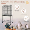 PawHut Large Modern Bird House with Food and Water Bowls, Black and Grey