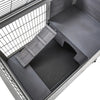 PawHut Rabbit Cage with 2 Outside Areas and 1 Main House for Small Animals, Yellow