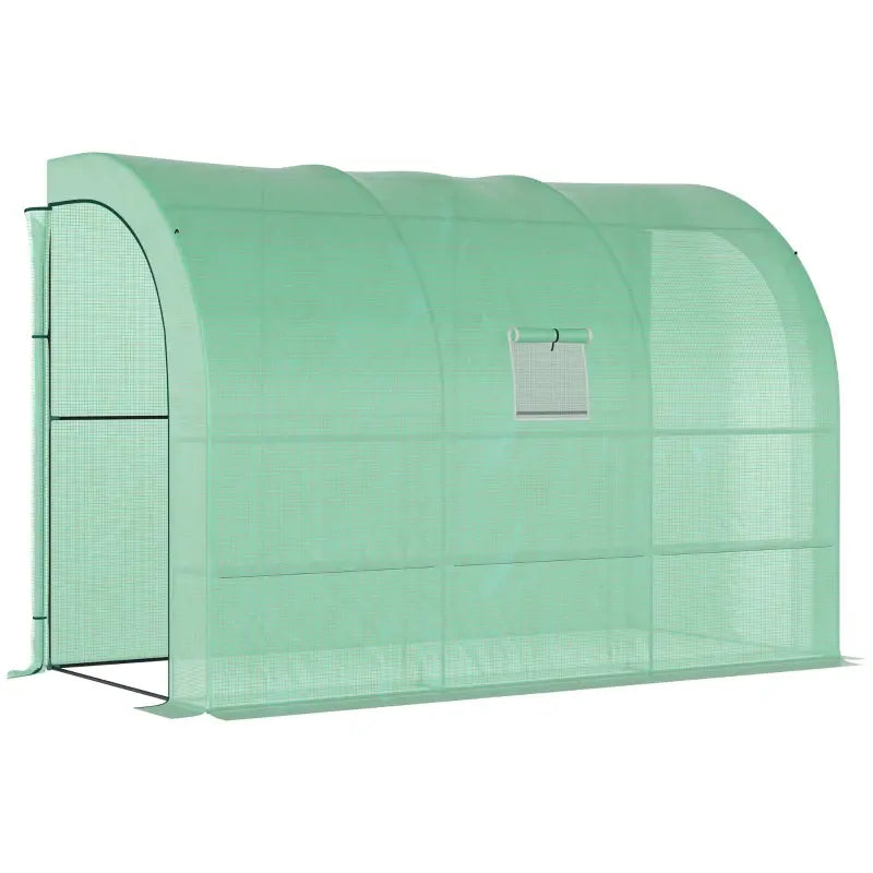 Outsunny Outdoor Walk-In Tunnel Wall Gardening Greenhouse with Windows and Doors - 2 Tiers 6 Wired Shelves - 10' L x 5'W x 7'H