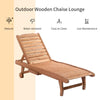 Outsunny Outdoor Chaise Lounge Pool Chair, Built-In Table, Reclining Backrest for Sun tanning/Sunbathing, Rolling Wheels, Red Wood Look
