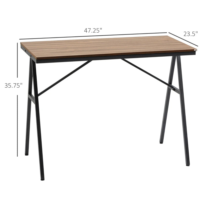 HOMCOM 47.75 Inch Bar Table with Metal Legs, Rustic Industrial Pub Table with Large Tabletop for Home Bar, Kitchen or Dining Room, Rustic Brown