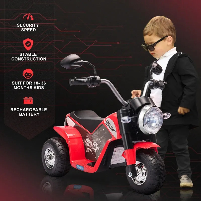 HOMCOM 6V Kids Electric Motorbike Motorcycle Ride On for 3-6 Years Red