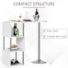 HOMCOM Modern Bar Table Accent Console Serving Buffet with 3-Bottle Wine Rack and Side Storage Shelf - White/Silver