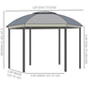 Outsunny 13' x 13' Pop Up Gazebo, Hexagonal Canopy Shelter with 6 Zippered Mesh Netting, Event Tent with Strong Steel Frame for Patio Backyard Garden Wedding Party