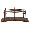 Outsunny 7.5' Fir Wood Garden Bridge Arc Walkway with Side Railings, Perfect for Backyards, Gardens, & Streams, Stained
