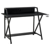 HOMCOM Industrial Computer Desk with Monitor Shelf, R Shaped Writing Table for Home Office, Black