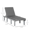 Outsunny Chaise Lounge Chair for Outdoor, Patio Recliner with 4-Position Adjustable Backrest and Cushion for Deck, Beach, Lawn and Sunbathing, Grey