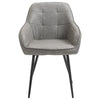 HOMCOM Modern Style Dining Chair Back Accent Chair with PU Leather Upholstery and Metal Legs for Living Room, Light Grey