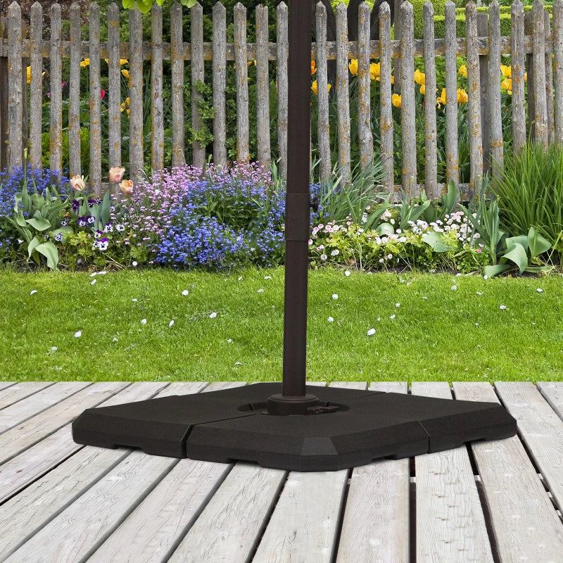 Outsunny 4 Pcs Umbrella Base Stand, Fillable Weights for Cantilever Offset Parasol, Black